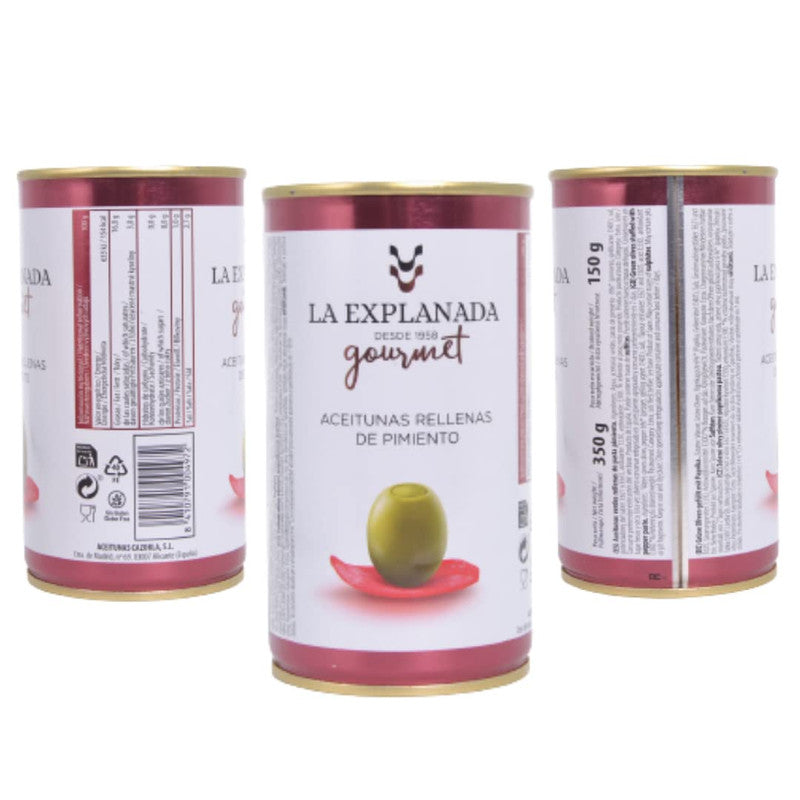 Aceituna verde rellenas de pimiento 350gr la explanada