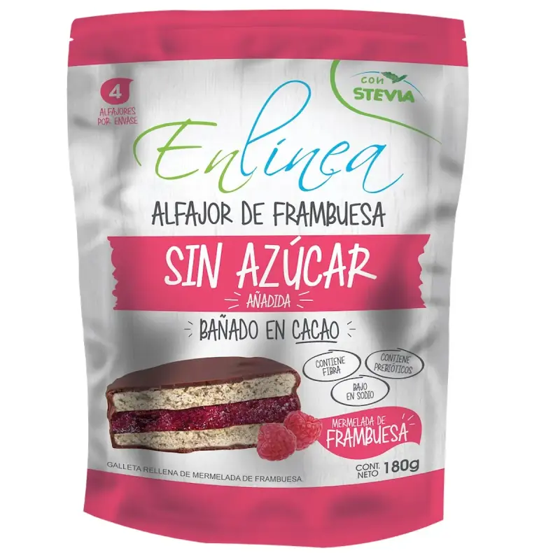 Alfajor cacao frambuesa en linea 4und 180gr