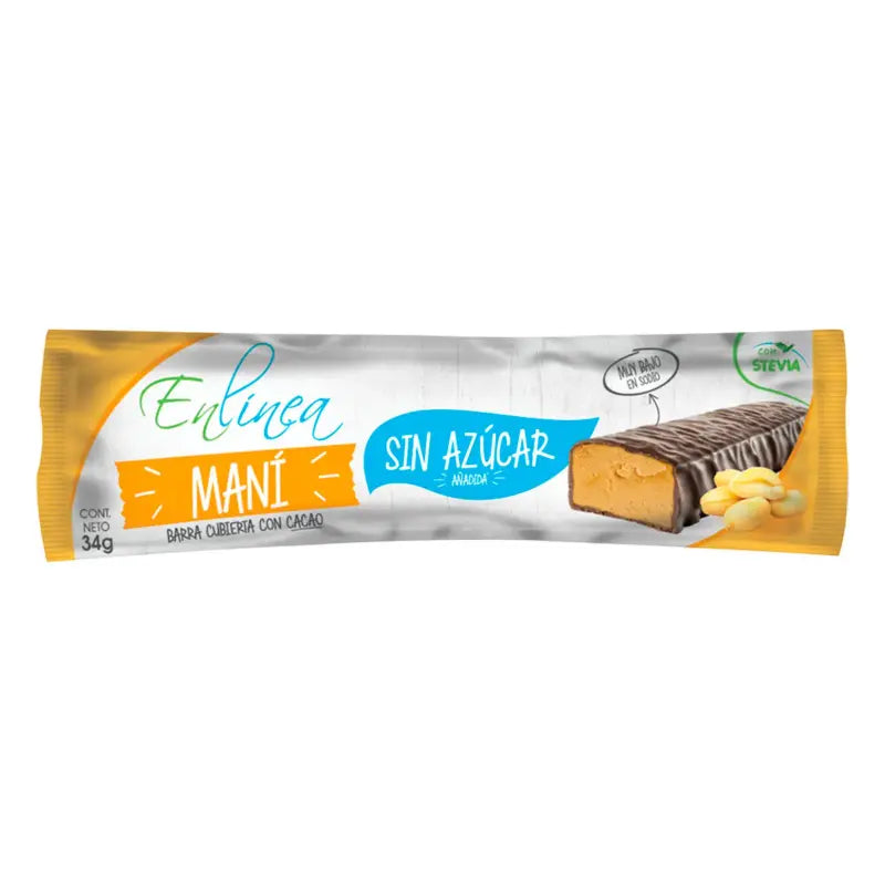 Barra cereal mani cubierta cacao en linea