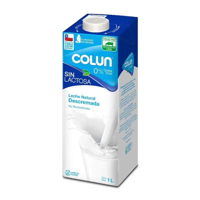 Leche Colun descremada sin lactosa 1L con tapa