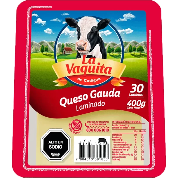 Queso gauda la vaquita laminado 400 gr