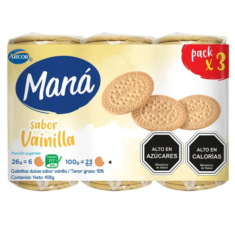 Galletas Mana Vainilla Tripack 408 gr