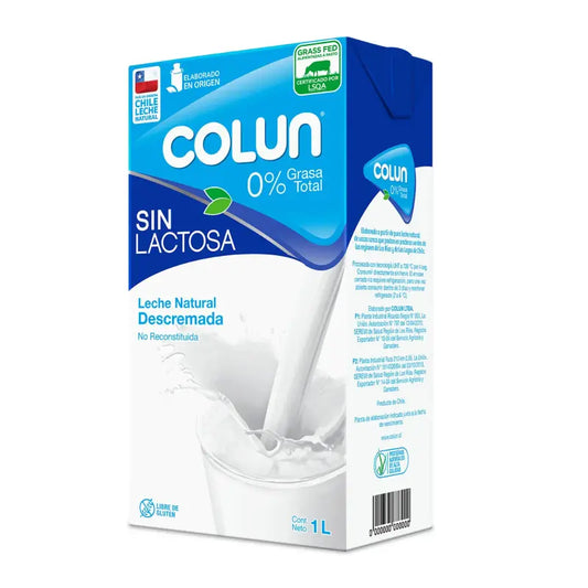 Leche Colun descremada sin lactosa 1L sin tapa