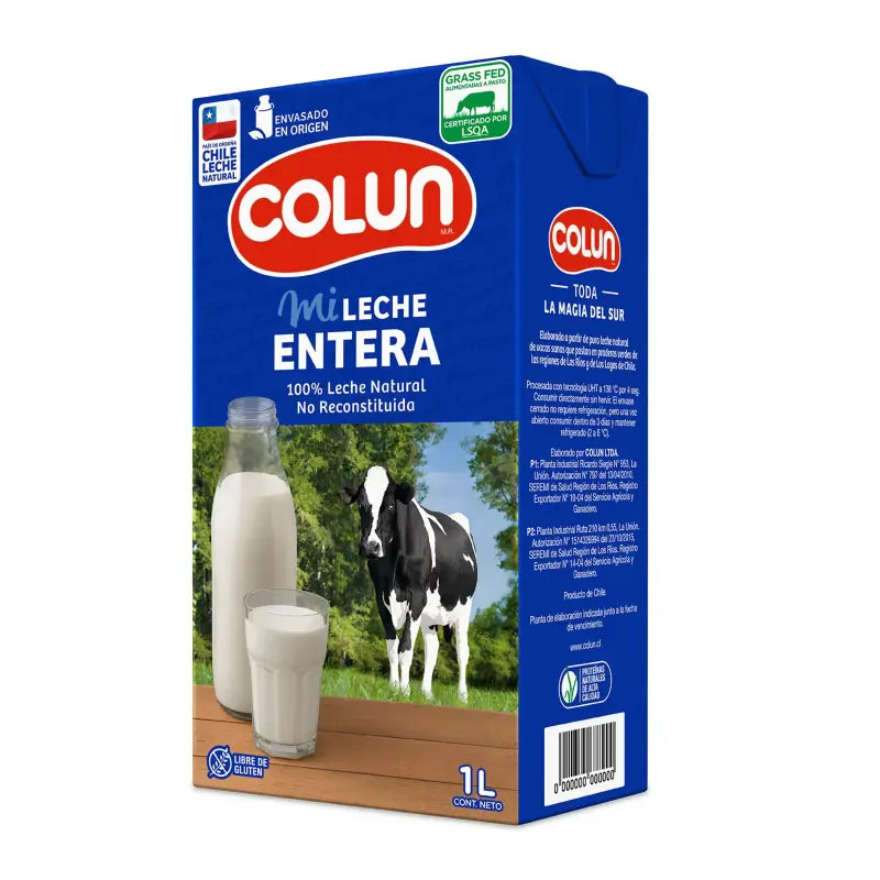 Leche Colun entera 1L s/tapa