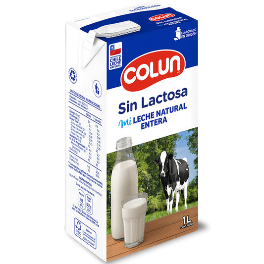 Leche Colun entera sin lactosa 1L sin tapa