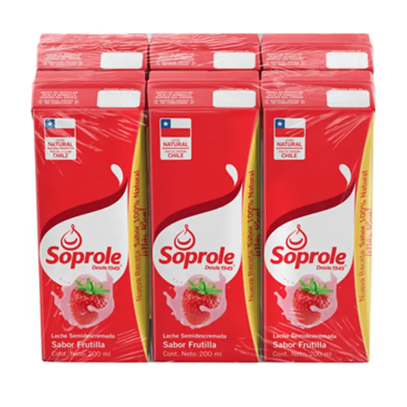 Pack 6 unid leche soprole frutilla