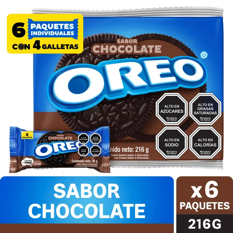 Pack Galletas Oreo Chocolate 6 un