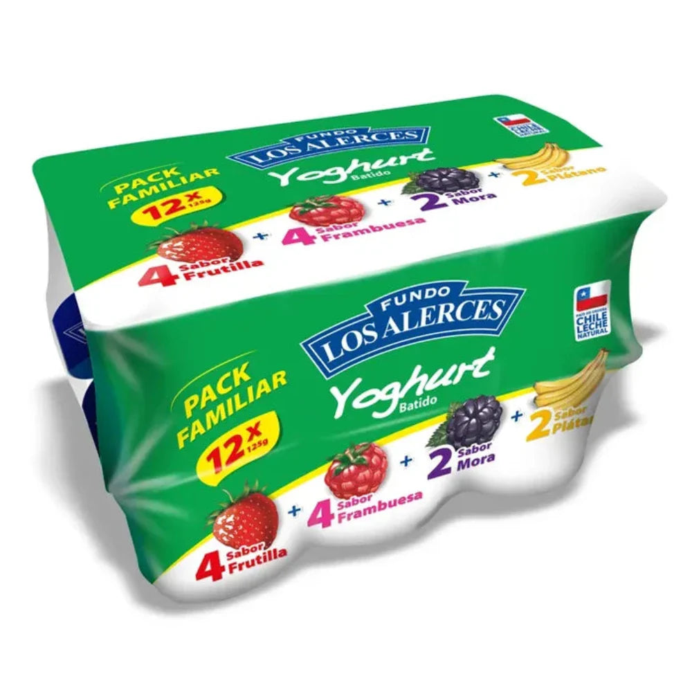 Pack Yoghurt Alerce 4 Sabores 12 X 120 Gr.