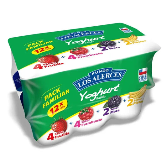 Pack Yoghurt Alerce 4 Sabores 12 X 120 Gr.