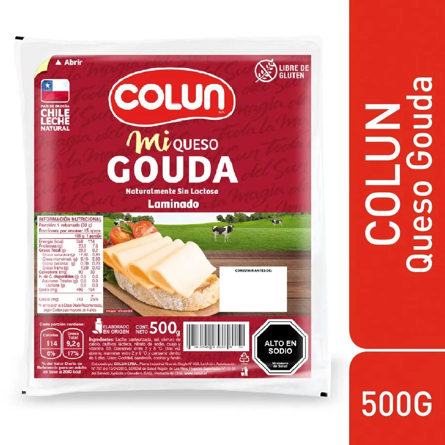 Queso Gauda Laminado Colun 500 Gr