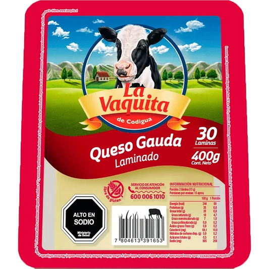 Queso gauda la vaquita laminado 400 gr