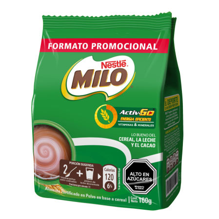 Saborizante para leche Milo polvo chocolate 160 gr